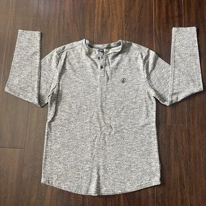 Volcom Mens Medium Henley Gray long Sleeve Top
